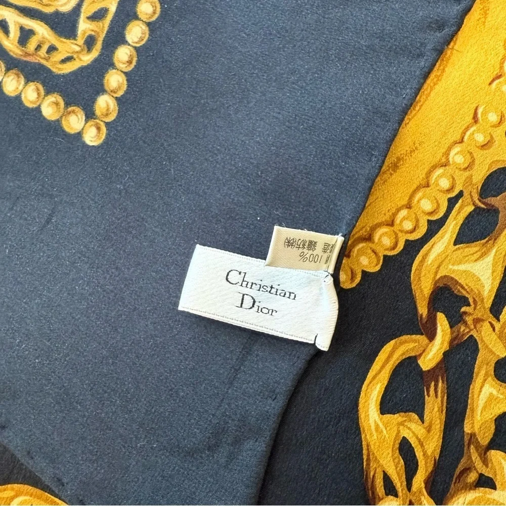 Authentic Christian Dior Charcoal and Mustard Scarf